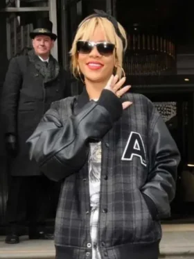 Rihanna In London Black Varsity Jacket