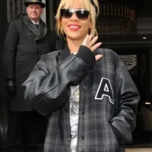 Rihanna In London Black Varsity Jacket