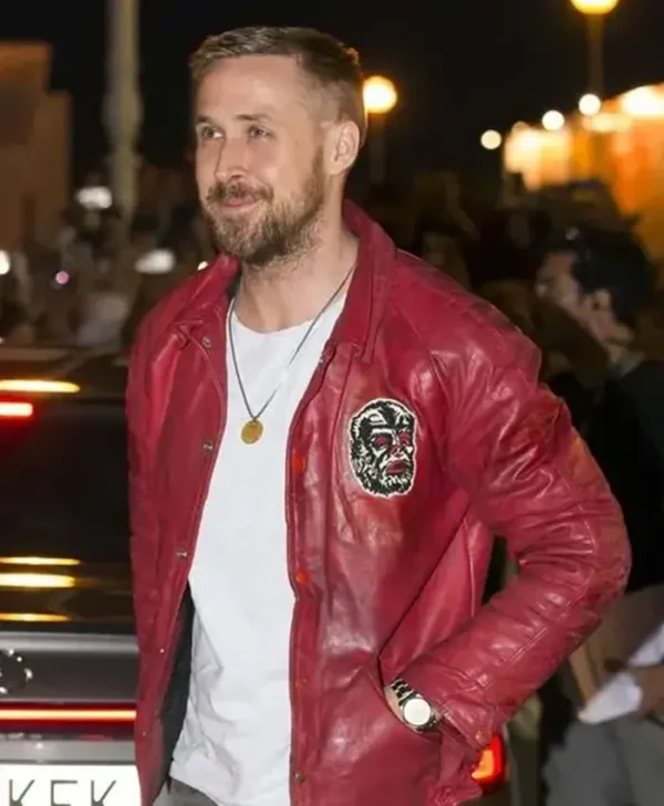 Ryan Gosling San Sebastian Film Festival Red Leather Jacket For Men