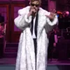 SNL Ryan Gosling White Fur Trench Coat For Men