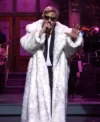 SNL Ryan Gosling White Fur Trench Coat For Men