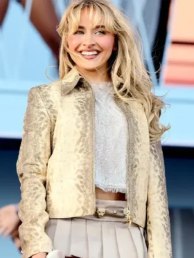 Sabrina Carpenter Neon Carnival 2024 Coachella Leather Jacket