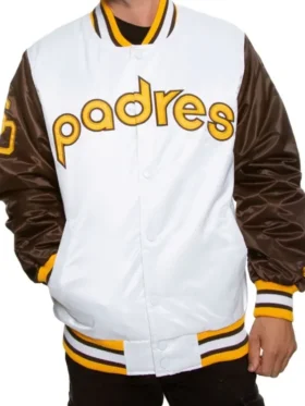 San Diego Padres Brown and White Bomber Jacket