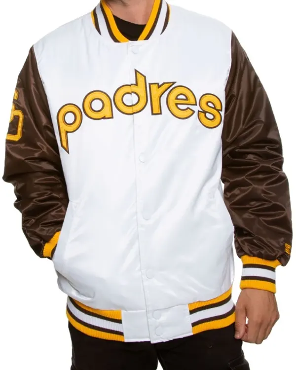 San Diego Padres Brown and White Bomber Jacket