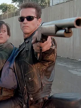 Shop Arnold Schwarzenegger Terminator 2 Black Biker Jacket