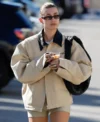 Shop Hailey Bieber Cotton Beige Trucker Jacket