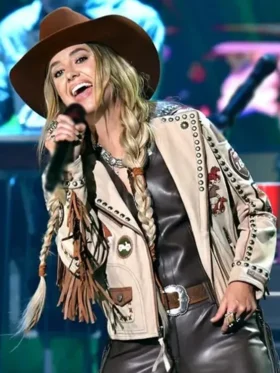 Shop Lainey Wilson CMT 2024 Music Awards Fringe Leather Jacket