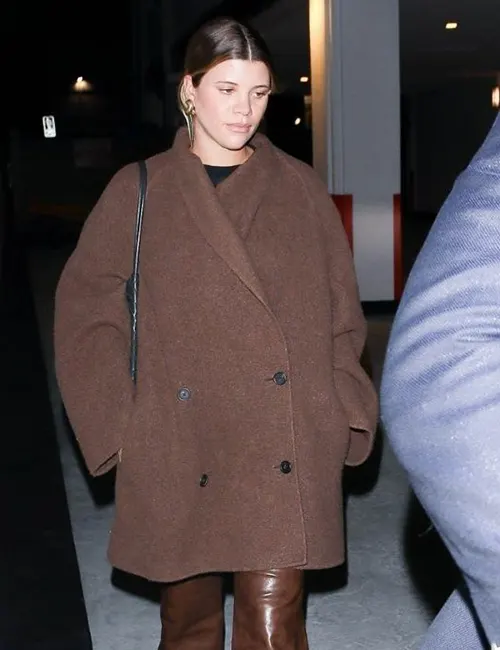 Sofia Richie Double Breasted Brown Coat