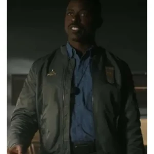 Sterling K. Brown Atlas 2024 Black Bomber Jacket front