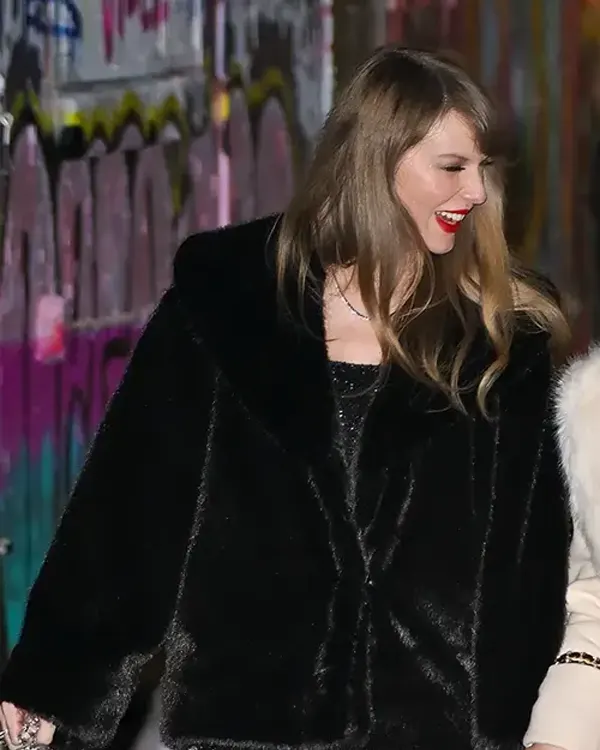 Taylor Swift 34th Birthday Black Fur Jacket