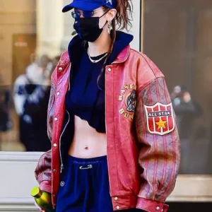 Unisex Bella Hadid Base Bunny Pink Leather Jacket