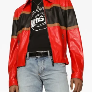 American Idol S22 Luke Bryan Striped Faux Leather Jacket