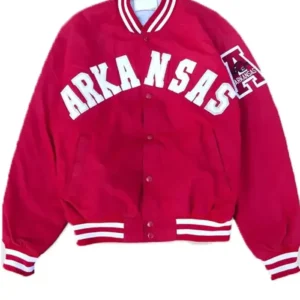 Arkansas Razorbacks 1980s Red Satin Varsity Jacket
