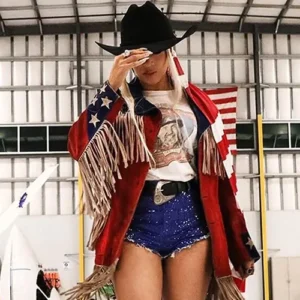 Beyonce American Fringe Flag Jacket