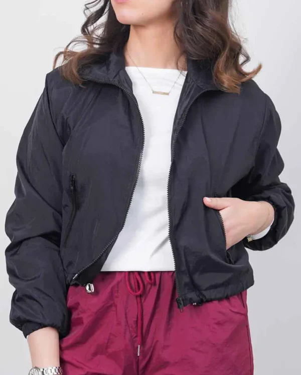Black Carolyn Parachute Cropped Jacket