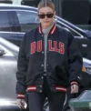 Black Hailey Bieber Bull Varsity Jacket
