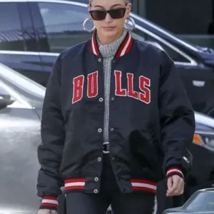 Black Hailey Bieber Bull Varsity Jacket