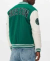 Boston Celtics Green and Off White Varsity Jacket Back