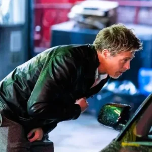 Brad Pitt Wolfs 2024 Black Leather Jacket