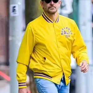 Bradley Cooper Muhammad Ali 1974 Satin Yellow Varsity Jacket On Sale