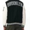 Brooklyn Nets Black and Off White Varsity Jacket Back