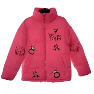 Buy Ariana Grande 7 Rings Pink Puffer Jacket for Sale Men and Women