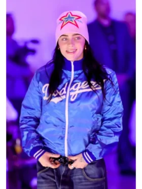 Buy Billie Eilish Dodgers Blue Satin Varsity Jacket