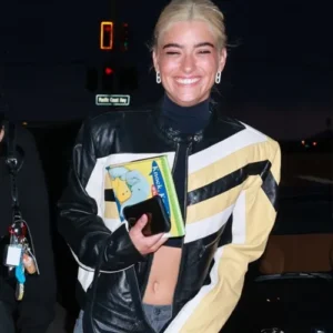 Buy Dixie Damelio Racinf Leather Jacket at Santa Monica For Sale