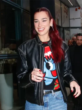 Buy Dua Lipa NRJ Radio Black Leather Jacket For Sale Men And Women