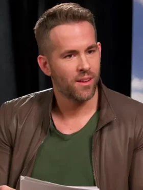 Buy Eddie The Eagle Ryan Reynolds Brown Leather Jacket For Sale