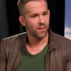 Buy Eddie The Eagle Ryan Reynolds Brown Leather Jacket For Sale
