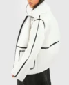 Buy Elena Faux Shearling Aviator Ivory Biker Leather Jacket For Women