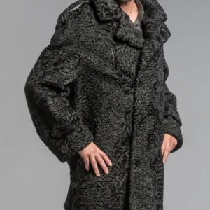Buy Grover Men Persian Lamb Fur Trench Style Black Coat