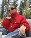 Buy Hailey Bieber Red Puffer Jacket