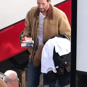 Buy Keanu Reeves Men And Women rocks work Brown Bomber Jacket For Sale 