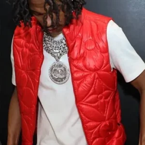 Buy Lil Baby Monogram Flower Red Parachute Vest for Sale Men and Women