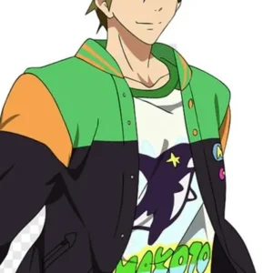 Buy Makoto Tachibana Black and Green Varsity Bomber Jacket For Men