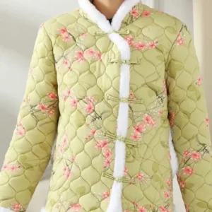 Buy Men And Women Chinese Flower Green Cotton Jacket For Sale