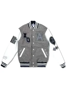 Buy Men And Women The Weeknd XO Roots HOB Premium Award White and Grey Varsity Jacket For Sale 