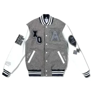 Buy Men And Women The Weeknd XO Roots HOB Premium Award White and Grey Varsity Jacket For Sale