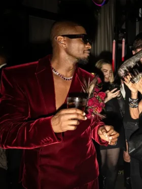 Buy Men And Women Usher Met Gala After Party 2024 Dapper Red Velvet Blazer For Sale