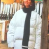 Buy Men And Women Zoe Saldana T Mobile Commercial White Puffer Jacket For Sale 