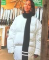 Buy Men And Women Zoe Saldana T Mobile Commercial White Puffer Jacket For Sale 