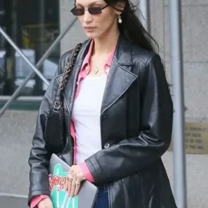 Buy NYC Street Style Bella Hadid Black Leather Jacket For Sale Men And Women