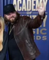 Buy Nate Smith 59th Academy of Country Music Awards 2024 Brown Leather Jacket For Sale
