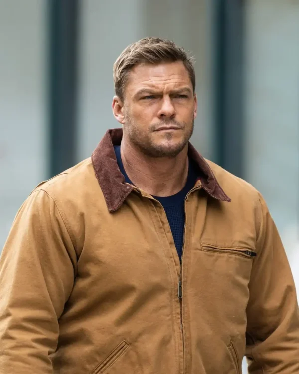 Buy Reacher Alan Ritchson Brown Cotton Jacket