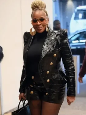 CBS Mornings Mary J. Blige Leather Blazer For Sale