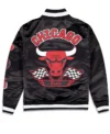 Chicago Bulls Rally Drive 2024 Satin Varsity Jacket Back