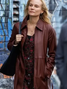 Diane Kruger Longing 2024 Brown Leather Coat