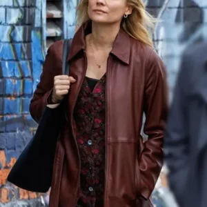 Diane Kruger Longing 2024 Brown Leather Coat